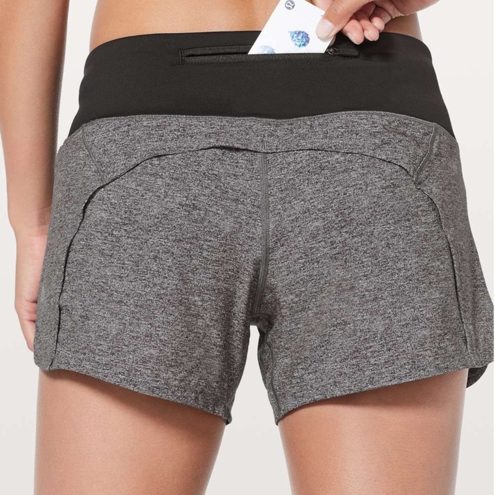Lululemon Run Times Short II *4" Heather Lux Multi Black / Black size 4